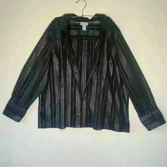 Liz&Co. Light Weight Zipper Jacket. Size 2X 22/24. Black and Silver - Picture 3 of 9
